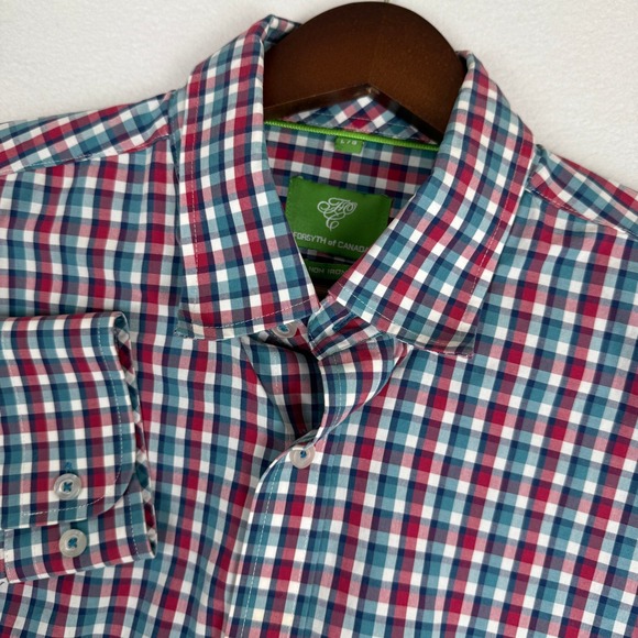 Forsyth of Canada Shirt Mens Large Red Blue Plaid‎ Long Sleeve Button Up Preppy - Picture 1 of 8